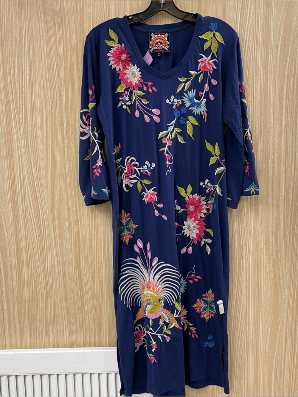 Johnny Was blue embroidered dress size medium petite